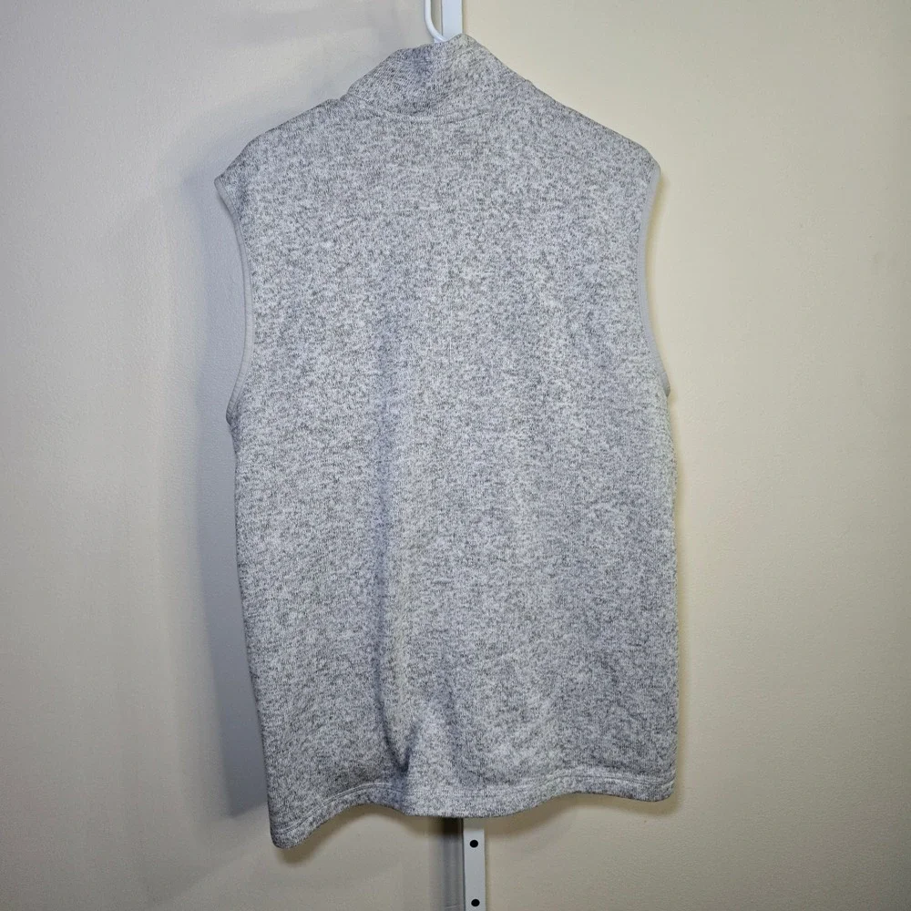 Eddie Bauer Mens L Gray Sweater Fleece Full Zip Vest Outdoor Heritage Logo Marl